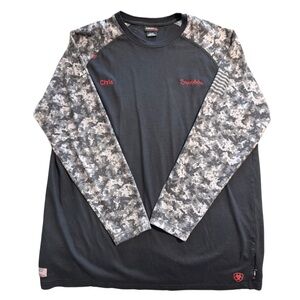 Ariat Navy and Gray Long Sleeve FR Tee with Camo Accents
